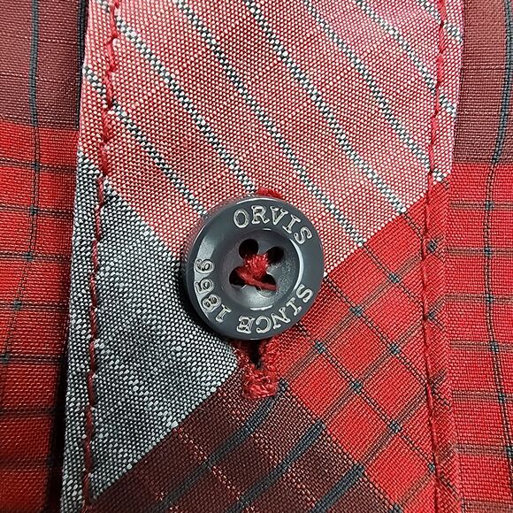 Orvis Shirt Men XL Red Plaid Classic Short Sleeve Hiking Button Up Casual Pocket - Picture 13 of 16